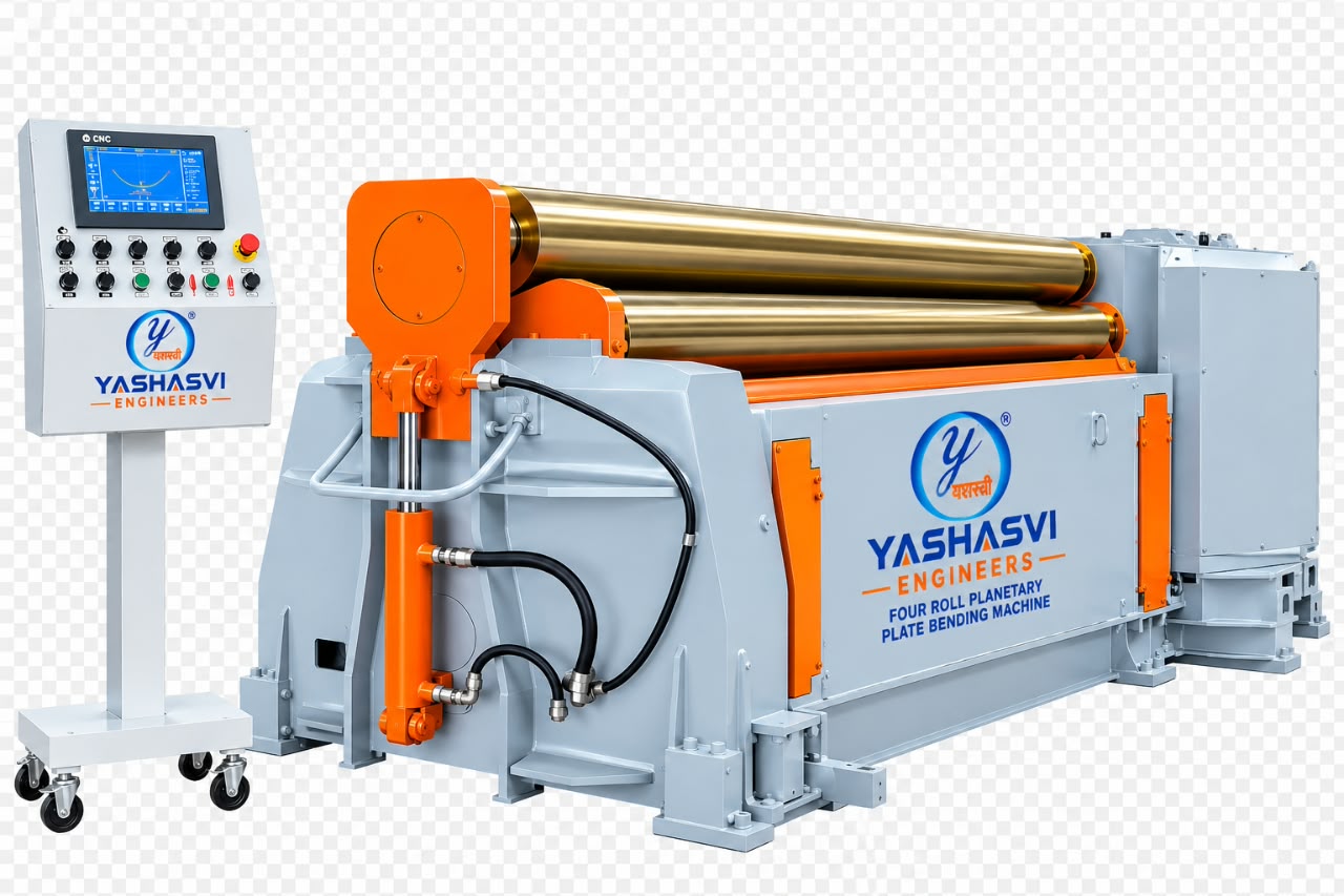 Four Roll Planetary Axis Cassette Type CNC Operated Plate Bending Machine.